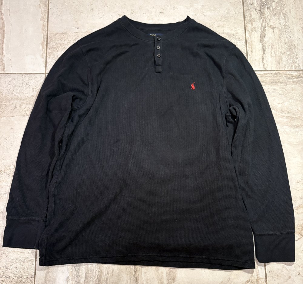 Henley Polo Ralph Lauren Noir Waffle