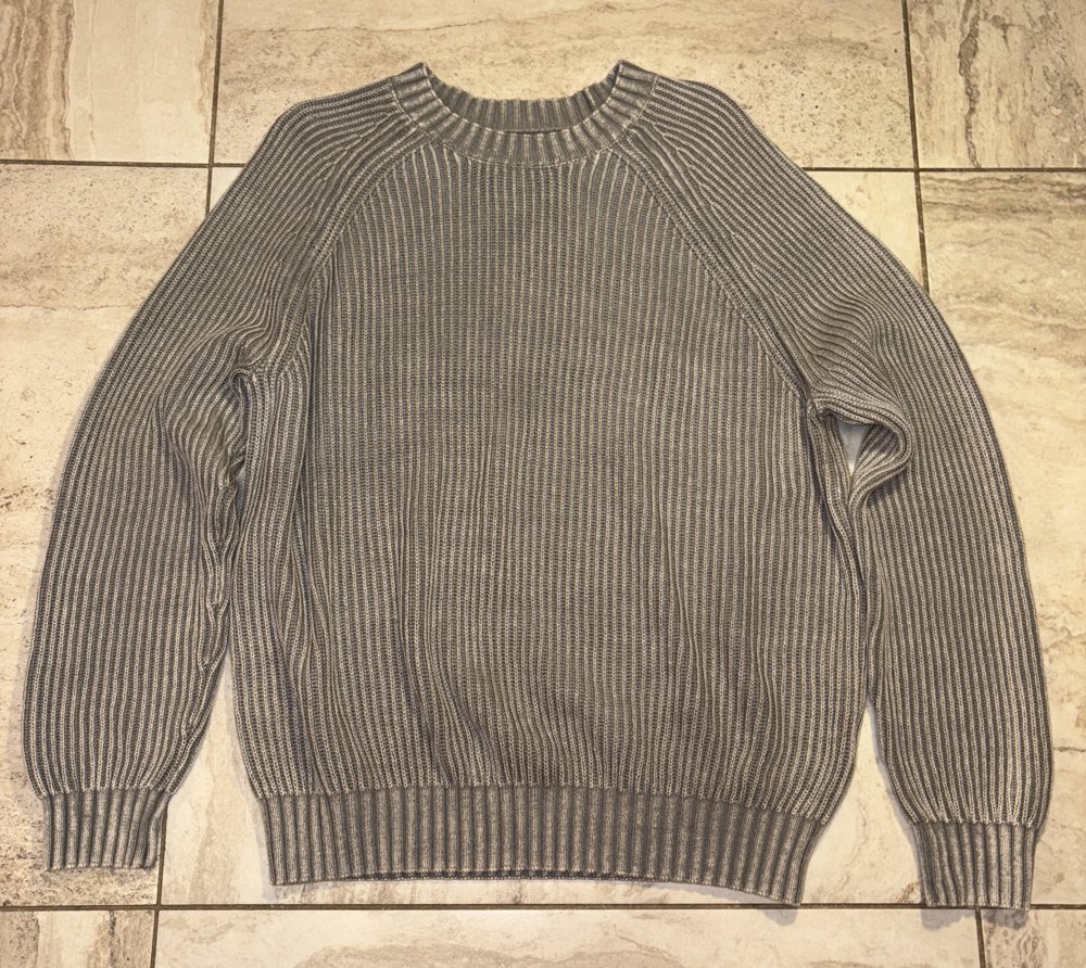 Pull Maille Côtelée Gris Chiné